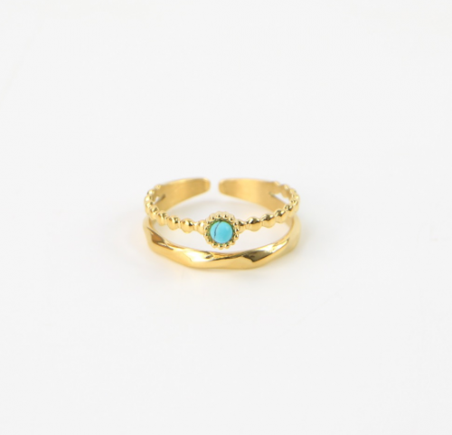 Turquoise stone double ring - Image 3