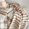 Woven stripe cotton bedspread/throw/blanket in terracotta - Image 4