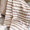Woven stripe cotton bedspread/throw/blanket in terracotta - Image 6