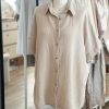 Oversized short sleeve shirt in taupe.