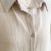 Oversized short sleeve shirt in taupe. - Image 2