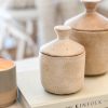 Taupe stoneware lidded jar