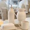 White ribbed ceramic kitchenware