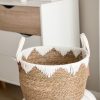 Round handled basket with white decorative edging - Image 4
