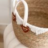 Round handled basket with white decorative edging - Image 2