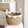 Round handled basket with white decorative edging - Image 5