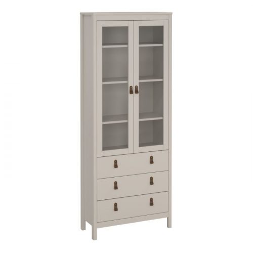 Loft display cabinet with two glass doors and three drawers -Cashmere