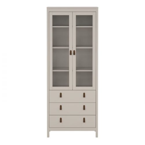 Loft display cabinet with two glass doors and three drawers -Cashmere - Image 3