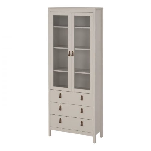 Loft display cabinet with two glass doors and three drawers -Cashmere - Image 7