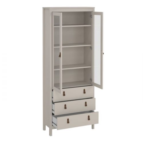 Loft display cabinet with two glass doors and three drawers -Cashmere - Image 6
