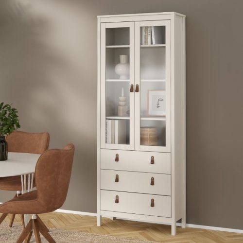 Loft display cabinet with two glass doors and three drawers -Cashmere - Image 2