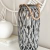 Grey wash large rattan lantern with rope handle - Image 3