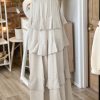 Beautiful tiered maxi dress in stone - Image 4