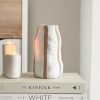 White vase with hand painted stripes