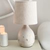Natural ceramic 'flecked' lamp with linen shade - Image 4