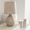 Natural ceramic 'flecked' lamp with linen shade